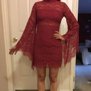 Red lace dress